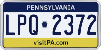 PA license plate LPQ2372