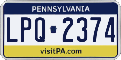 PA license plate LPQ2374