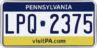 PA license plate LPQ2375