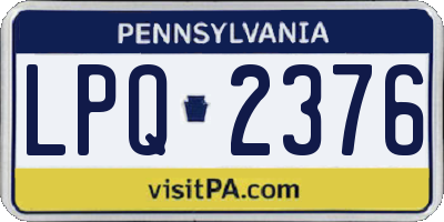 PA license plate LPQ2376