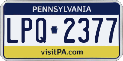 PA license plate LPQ2377