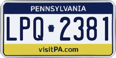 PA license plate LPQ2381