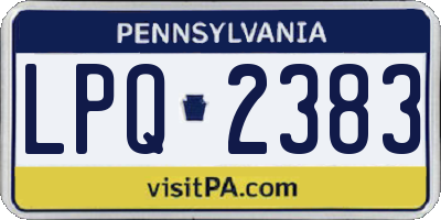 PA license plate LPQ2383