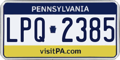 PA license plate LPQ2385
