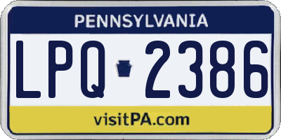 PA license plate LPQ2386