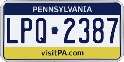 PA license plate LPQ2387