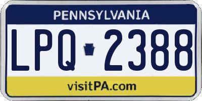 PA license plate LPQ2388