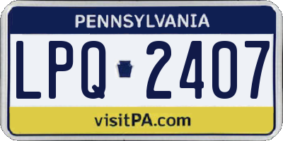 PA license plate LPQ2407