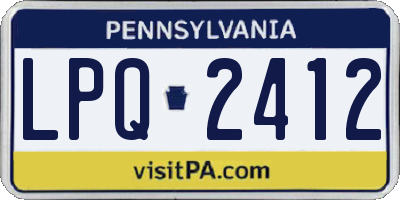 PA license plate LPQ2412