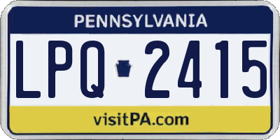 PA license plate LPQ2415