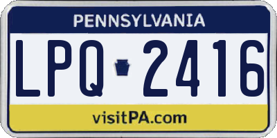 PA license plate LPQ2416