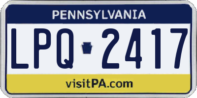 PA license plate LPQ2417