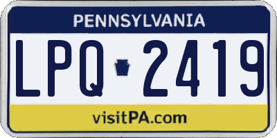 PA license plate LPQ2419