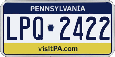 PA license plate LPQ2422