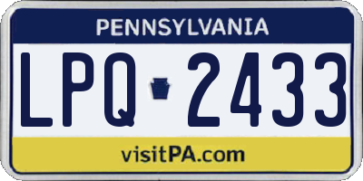 PA license plate LPQ2433