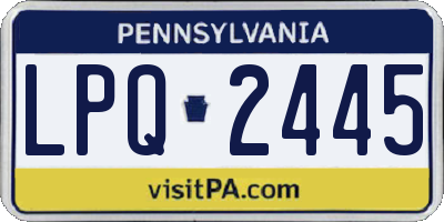 PA license plate LPQ2445