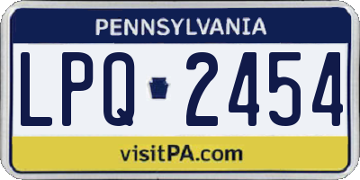 PA license plate LPQ2454