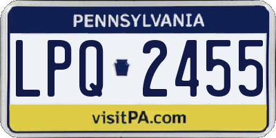 PA license plate LPQ2455