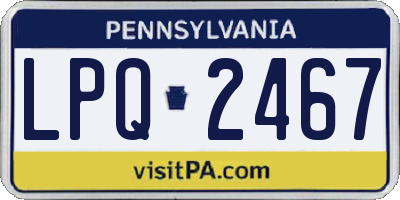 PA license plate LPQ2467
