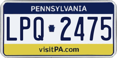 PA license plate LPQ2475
