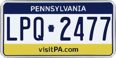 PA license plate LPQ2477