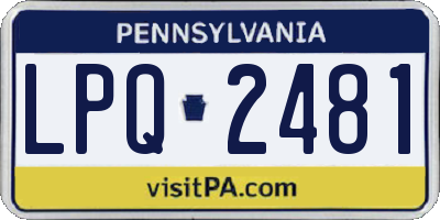 PA license plate LPQ2481