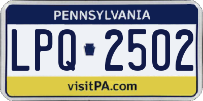 PA license plate LPQ2502