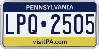 PA license plate LPQ2505