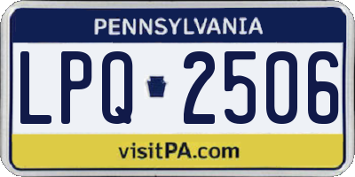 PA license plate LPQ2506