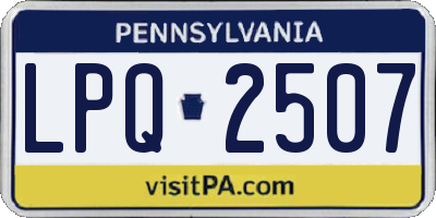 PA license plate LPQ2507
