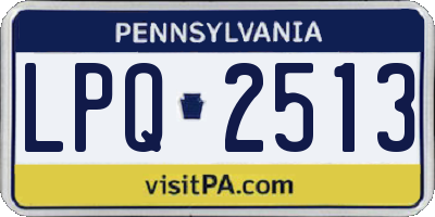 PA license plate LPQ2513