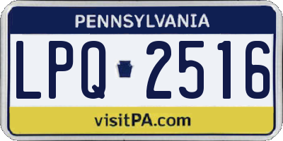 PA license plate LPQ2516