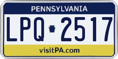 PA license plate LPQ2517
