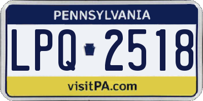 PA license plate LPQ2518