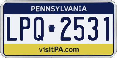 PA license plate LPQ2531
