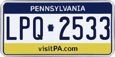 PA license plate LPQ2533