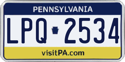 PA license plate LPQ2534