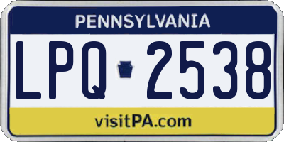 PA license plate LPQ2538