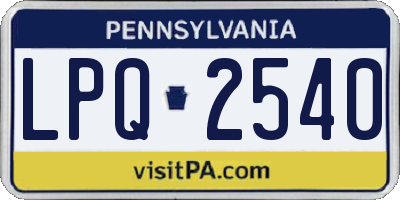 PA license plate LPQ2540