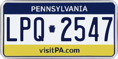 PA license plate LPQ2547