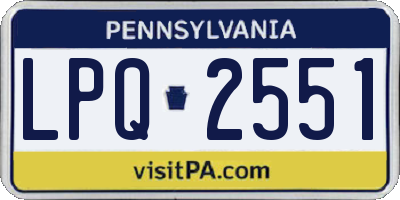 PA license plate LPQ2551