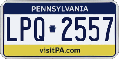 PA license plate LPQ2557