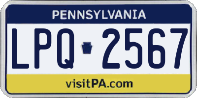 PA license plate LPQ2567