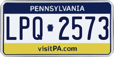 PA license plate LPQ2573