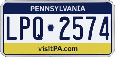 PA license plate LPQ2574