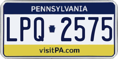 PA license plate LPQ2575
