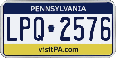 PA license plate LPQ2576