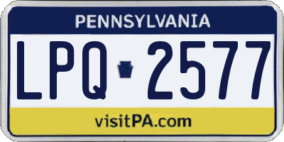 PA license plate LPQ2577