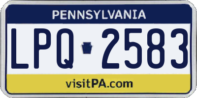 PA license plate LPQ2583