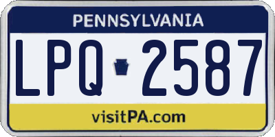 PA license plate LPQ2587